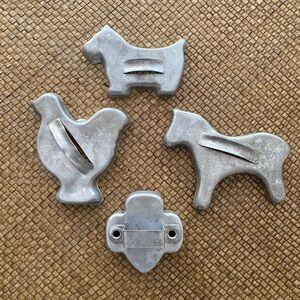 Vintage Aluminum Cookie Cutters Set of Four